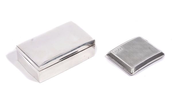 A SILVER CIGARETTE BOX AND A SILVER CIGARETTE CASE (2)