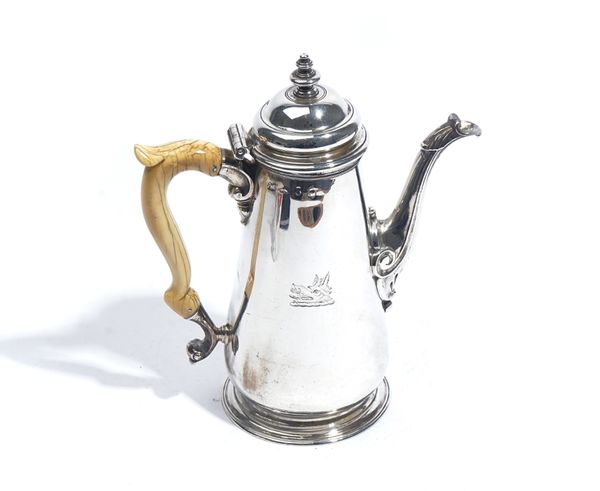 A GEORGE II SILVER COFFEE POT