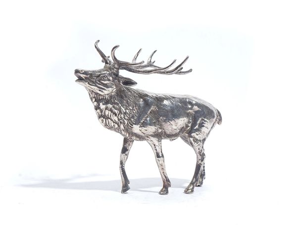 A SILVER MODEL OF A STAG