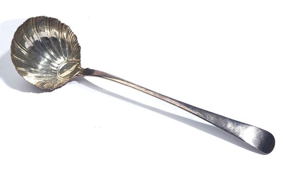 A GEORGE II SILVER OLD ENGLISH PATTERN SOUP LADLE