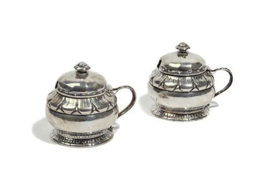 A PAIR OF GEORG JENSEN MUSTARD POTS (2)