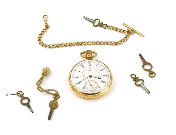 AN 18CT GOLD CASED, KEYLESS WIND, OPENFACED GENTLEMAN'S POCKET WATCH