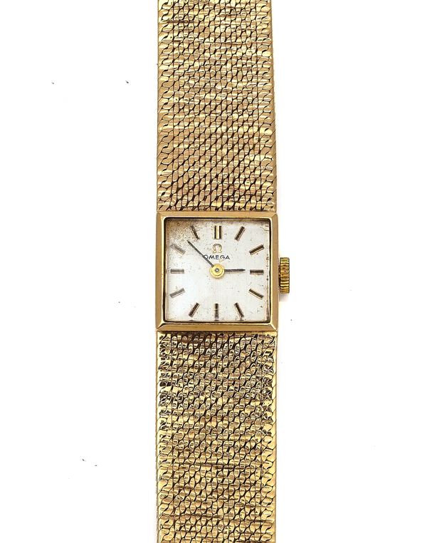 AN OMEGA 9CT GOLD LADY'S BRACELET WRISTWATCH