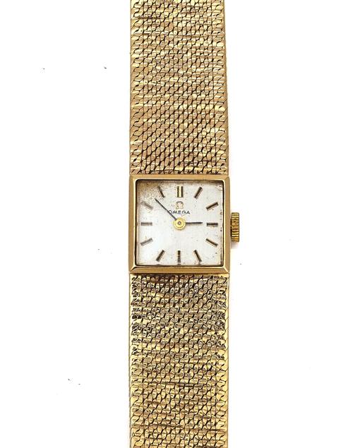 AN OMEGA 9CT GOLD LADY'S BRACELET WRISTWATCH