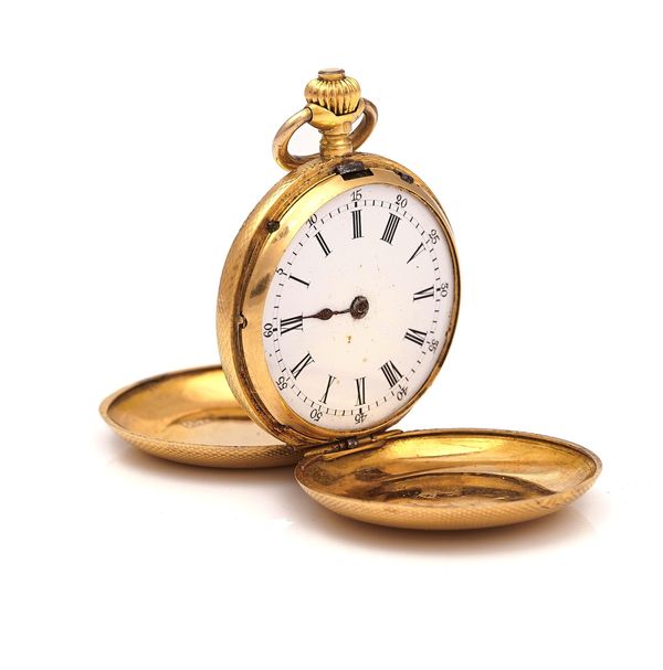 A GOLD CASED LADY'S FOB WATCH