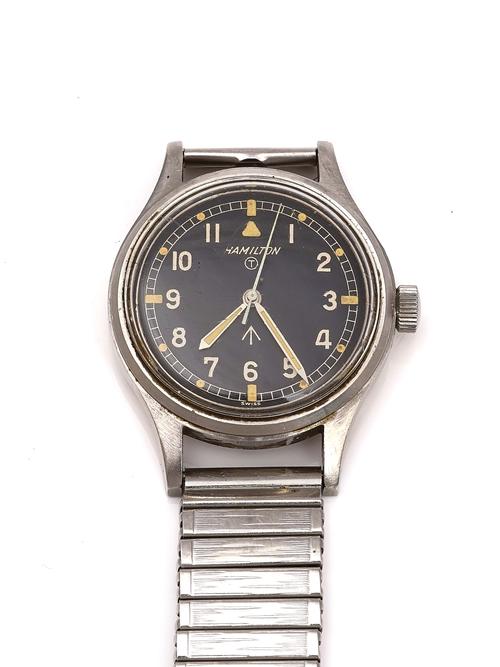 A HAMILTON BRITISH MILITARY ISSUE RAF STAINLESS STEEL WRISTWATCH
