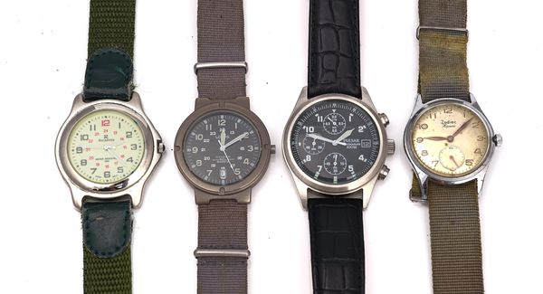 A ZODIAC HERMETIC STEEL WRISTWATCH AND THREE FURTHER WATCHES (4)