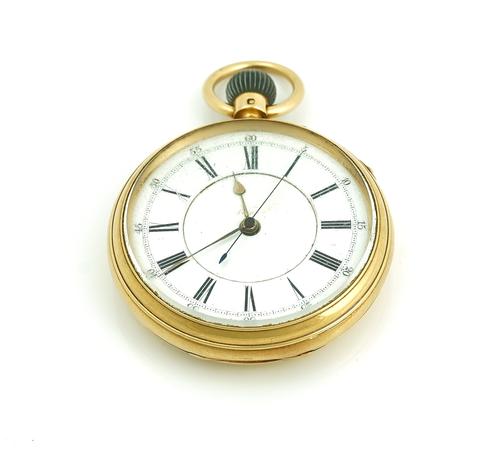 A GENTLEMAN'S 18CT GOLD CASED, KEYLESS WIND, OPENFACED, CENTRE STOP SECONDS  POCKETWATCH
