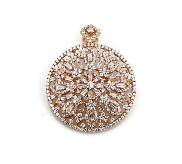 A DIAMOND SET PINK GOLD PENDANT BROOCH