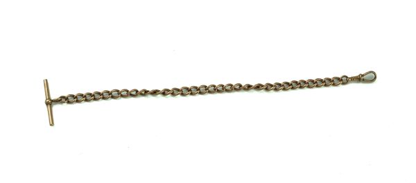 A 9CT GOLD CURB LINK WATCH ALBERT CHAIN