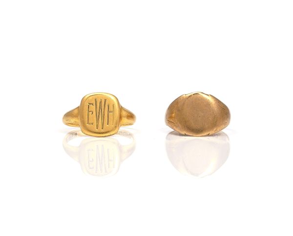 TWO GOLD SIGNET RINGS (2)