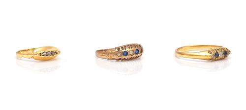 THREE GOLD AND GEM SET RINGS (3)