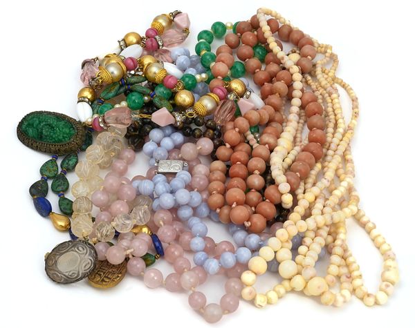 A COLLECTION OF NINE BEAD NECKLACES