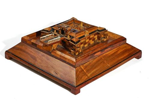A SPECIMEN WOOD AND IVORY ARCHITECTURAL MODEL OF A FORT