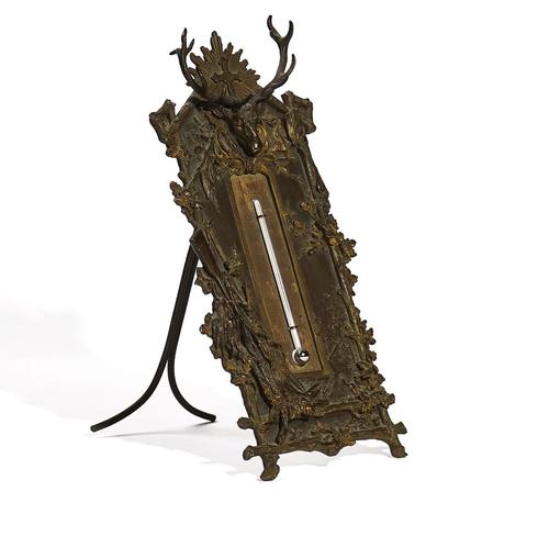 A BRASS DESK THERMOMETER