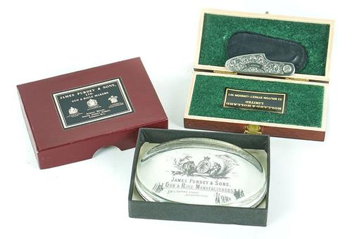 SHOOTING INTEREST: A HOLLAND & HOLLAND POCKET KNIFE AND A JAMES PURDEY & SONS GLASS PAPERWEIGHT (2)