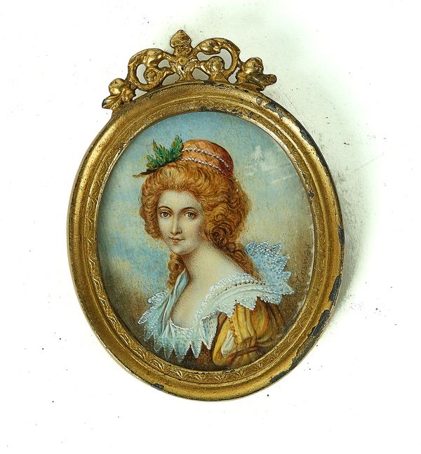 A PORTRAIT MINIATURE OF A YOUNG LADY