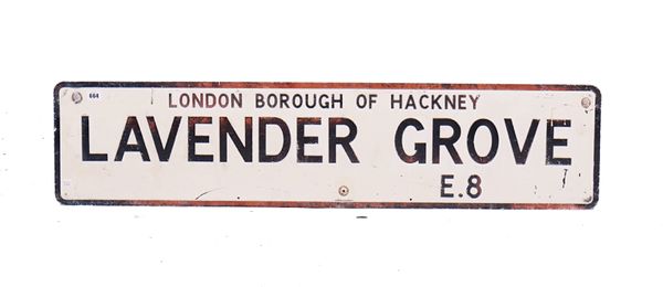 A LONDON BOROUGH OF HACKNEY LAVENDER GROVE METAL SIGN