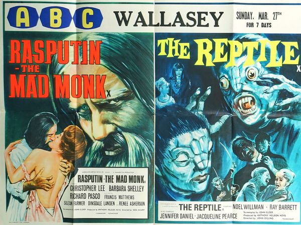 SEVEN BRITISH QUAD HAMMER HORROR DOUBLE-BILL FILM POSTERS (7)