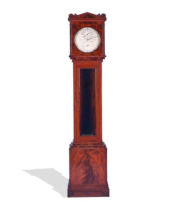 AN UNUSUAL EARLY VICTORIAN MAHOGANY REGULATOR WITH 24-HOUR DIAL