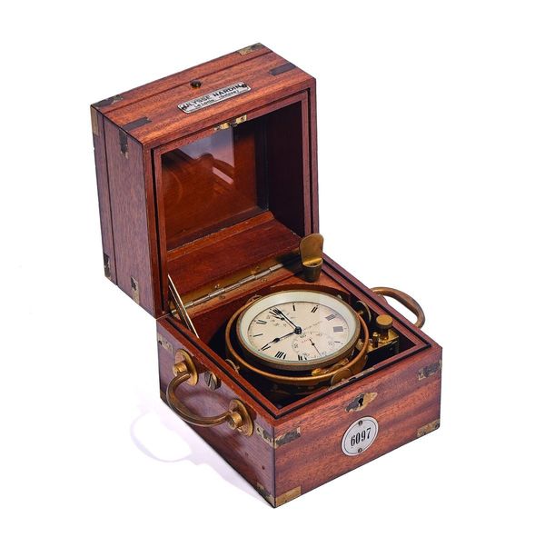 A SMALL SWISS MAHOGANY MARINE CHRONOMETER