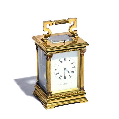 A FRENCH BRASS 'ANGLAISE RICHE' STRIKING & REPEATING CARRIAGE CLOCK