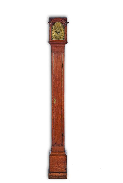 A GEORGE III OAK STRIKING LANTERN CLOCK