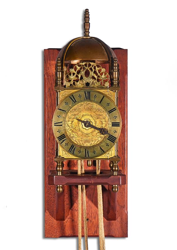 A BRASS VERGE LANTERN CLOCK