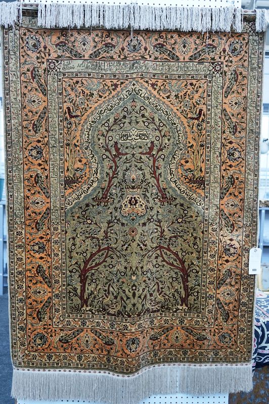 COLLECTED - A FINE SILK HEREKE PRAYER RUG