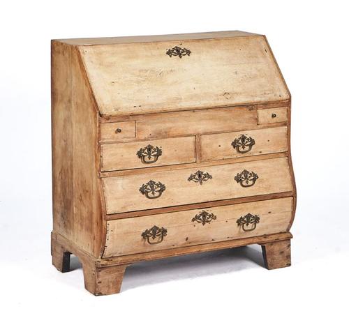 A 19TH CENTURY DUTCH LIMED OAK BUREAU