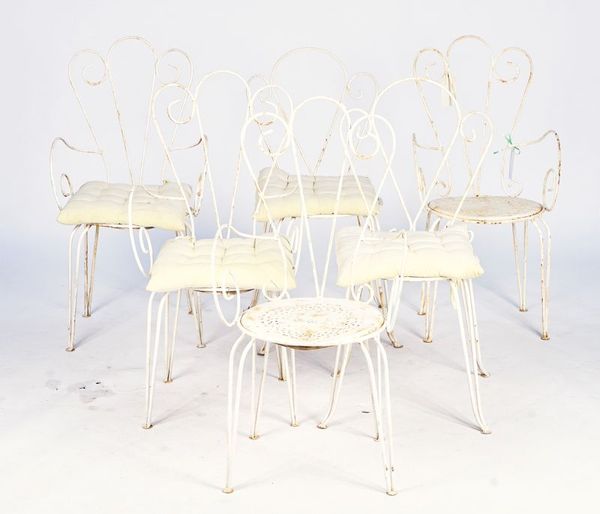 SIX MID-20TH CENTURY WHITE PAINTED METAL GARDEN CHAIRS (6)