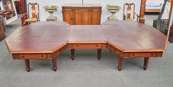 A LARGE MAHOGANY BOARDROOM TABLE