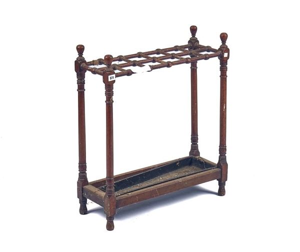 A VICTORIAN MAHOGANY TWELVE DIVISION STICK STAND