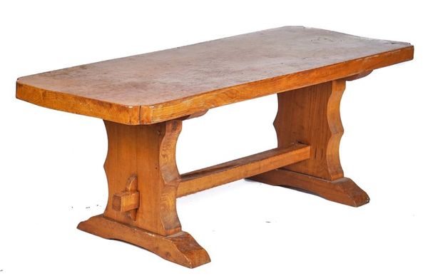 A SOLID ELM REFECTORY TABLE