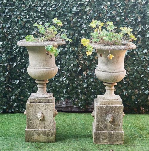 HADDONSTONE; A PAIR OF PRE-CAST JARDINIERES (2)