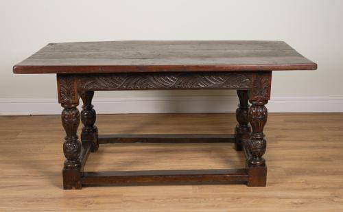 A 17TH CENTURY AND LATER OAK REFECTORY TABLE
