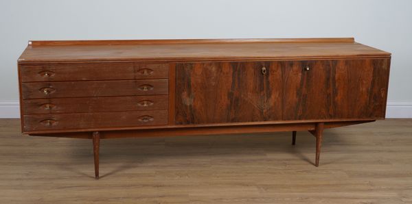 ROBERT HERITAGE FOR ARCHIE SHINE; A 20TH CENTURY TEAK AND ROSEWOOD SIDEBOARD