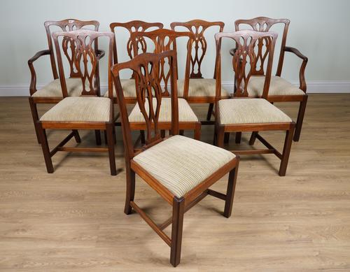 A SET OF EIGHT GEORGE III STYLE PIERCED SPLAT BACK DINING CHAIRS (8)