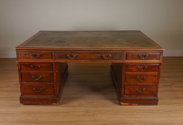 A VICTORIAN MAHOGANY PEDESTAL PARTNER’S DESK