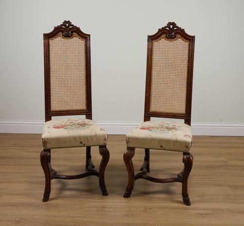 A PAIR OF 17TH CENTURY STYLE HIGH BACK SIDE CHAIRS (2)