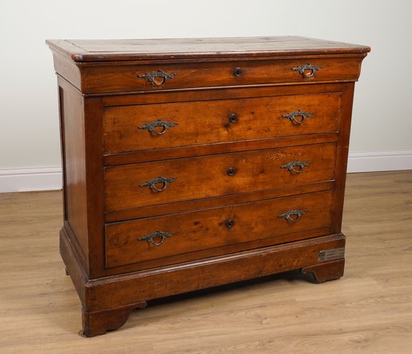 A EARLY 19TH CENTURY FRENCH FRUITWOOD CHEST OF DRAWERS