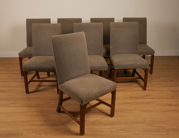 A SET OF EIGHT GEORGE III STYLE MAHOGANY DINING CHAIRS (8)