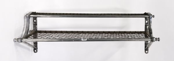 A FIRST HALF 20TH CENTURY STEEL WALL HANGING LUGGAGE RACK