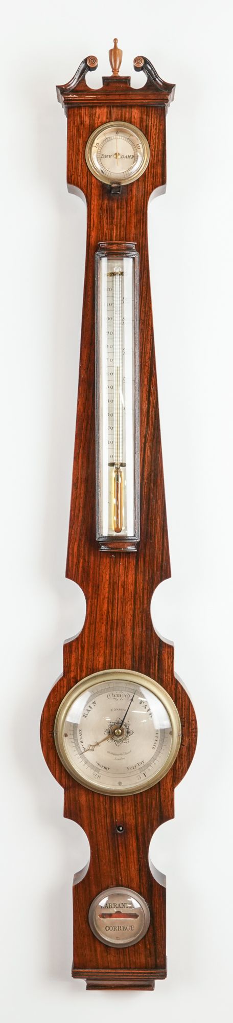 A VICTORIAN ROSEWOOD SMALL WHEEL BAROMETER