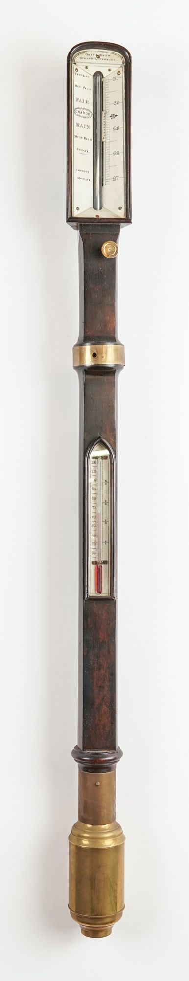 A VICTORIAN ROSEWOOD MARINE BAROMETER (2)