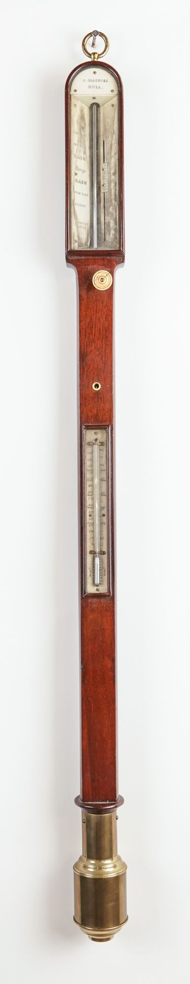 A VICTORIAN MAHOGANY MARINE BAROMETER (2)