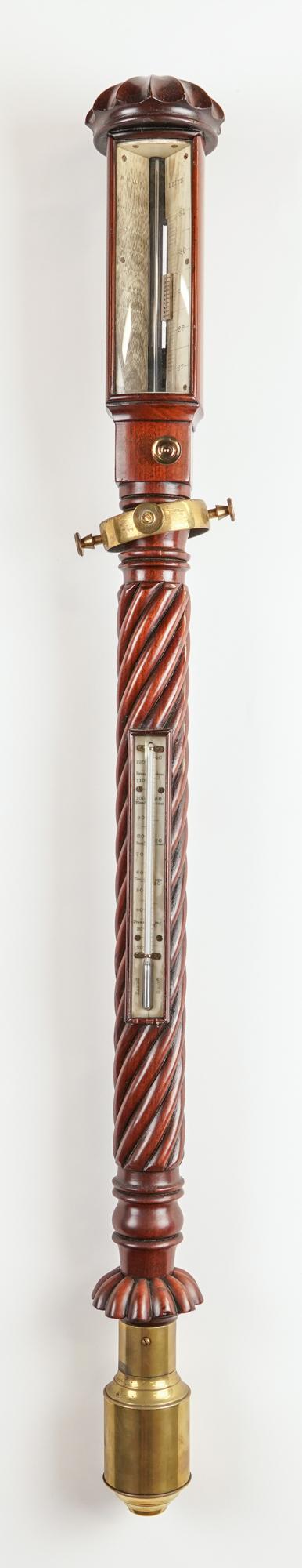 A VICTORIAN MAHOGANY MARINE BAROMETER