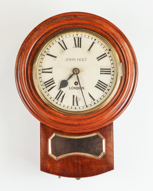 A MAHOGANY SMALL DROP DIAL TIMEPIECE