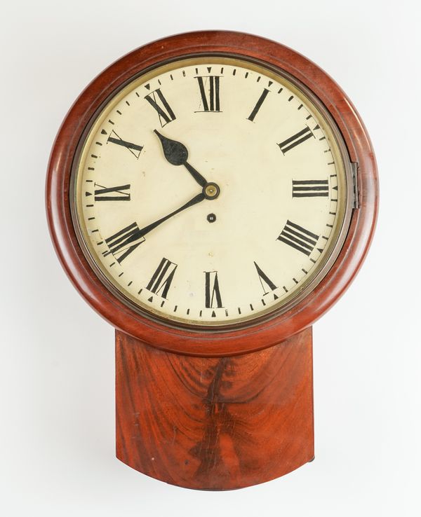 AN EDWARDIAN MAHOGANY DROP-DIAL FUSÉE TIMEPIECE