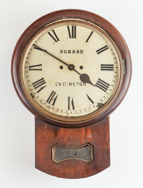 A VICTORIAN MAHOGANY DROP-DIAL STRIKING WALL CLOCK